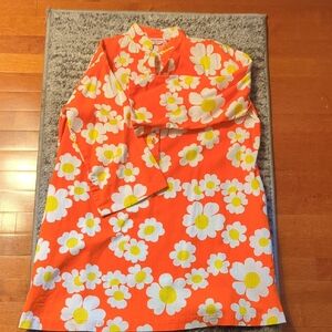 Vintage Floral Orange and White Dress